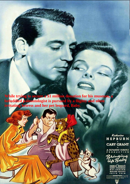 Screenshot from Bringing Up Baby DVD, a comedy featuring Katharine Hepburn and Cary Grant, part of FilmClassicsOnDVD collection.