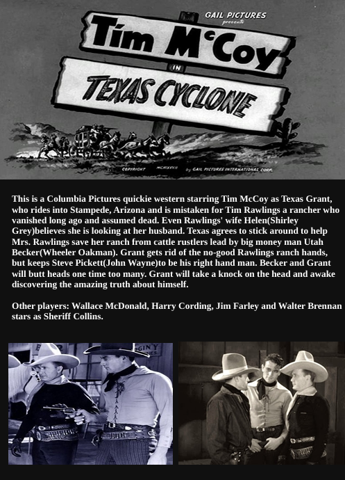 DVD cover of Texas Cyclone drama featuring Tim McCoy and Shirley Grey, from FilmClassicsOnDVD.