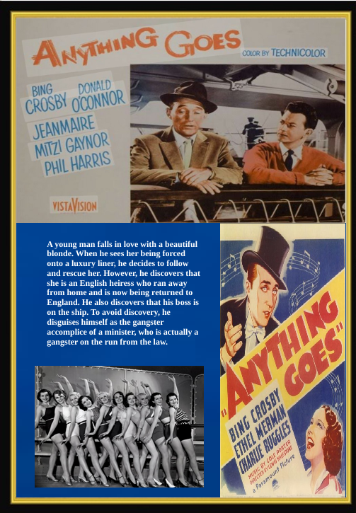 Screenshot from the DVD "Anything Goes," a comedy film featuring Bing Crosby and Ethel Merman, part of Movies & DVDs collection.