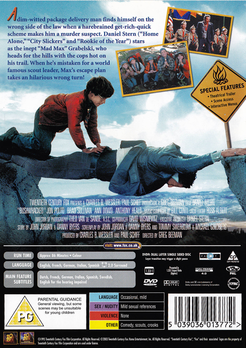 Screenshot from the DVD "Bushwhacked," featuring Daniel Stern and Jon Polito in an adventure movie by FilmClassicsOnDVD.