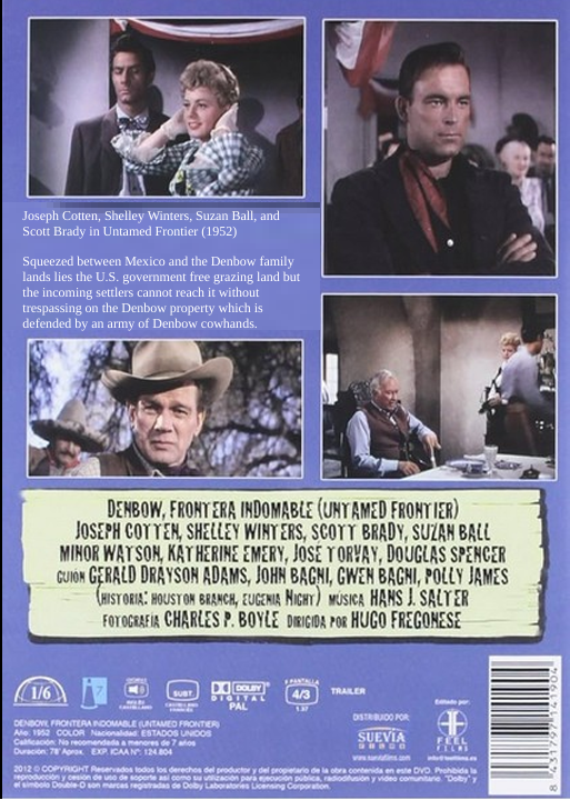 Untamed Frontier on DVD, Drama, Joseph Cotten, Shelley Winters