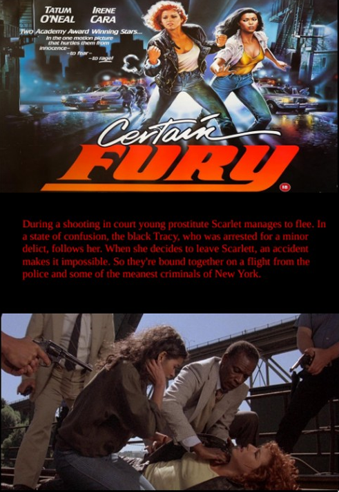 DVD cover for the action movie "Fury" starring Tatum O'Neal and Irene Cara, from FilmClassicsOnDVD.