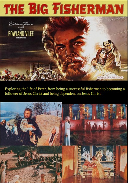 DVD cover of "The Big Fisherman" drama featuring Howard Keel and John Saxon, showing a scene from the movie.