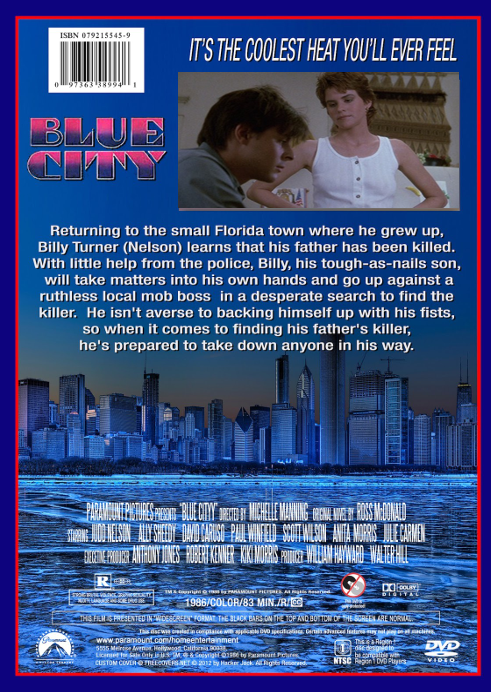 Screenshot from the Blue City DVD featuring Judd Nelson and Ally Sheedy, a 1990s action movie from FilmClassics on DVD.