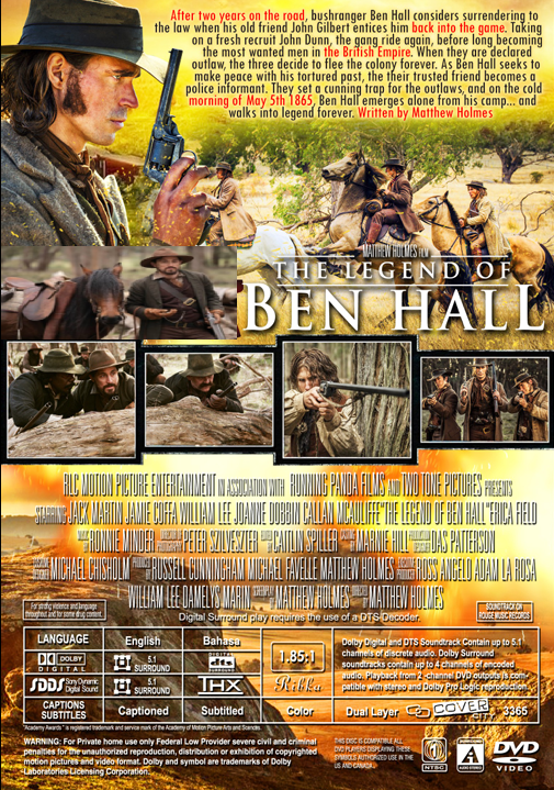 DVD cover of The Legend of Ben Hall action movie featuring Jack Martin and Jamie Coffa, from FilmClassicsOnDVD.