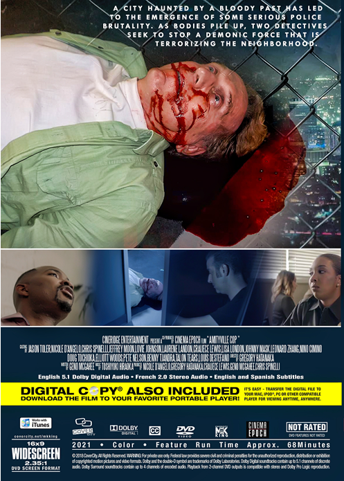 Amityville Cop DVD featuring Jason Toler and Nicole D'Angelo, horror movie from FilmClassicsOnDVD, screenshot image.