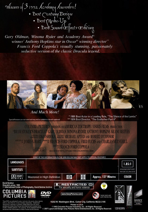 DVD cover of Bram Stoker's Dracula featuring Gary Oldman and Winona Ryder, from the Fantasy movies & DVDs collection.