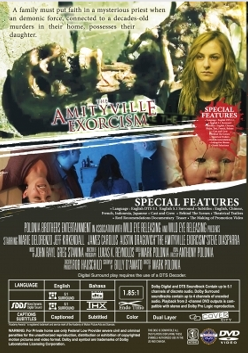 DVD cover of Amityville Exorcism horror movie featuring Marie DeLorenzo and Jeff Kirkendall, from FilmClassicsOnDVD.