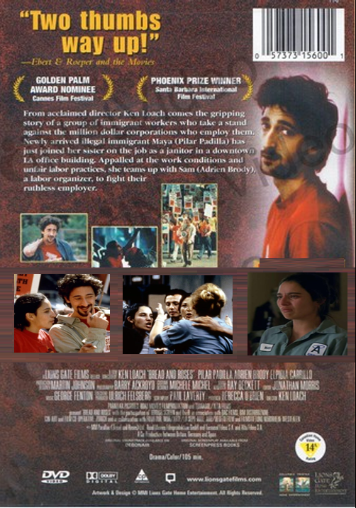 DVD cover of "Bread and Roses" drama featuring Pilar Padilla and Adrien Brody, from FilmClassicsOnDVD, with characters and title visible.
