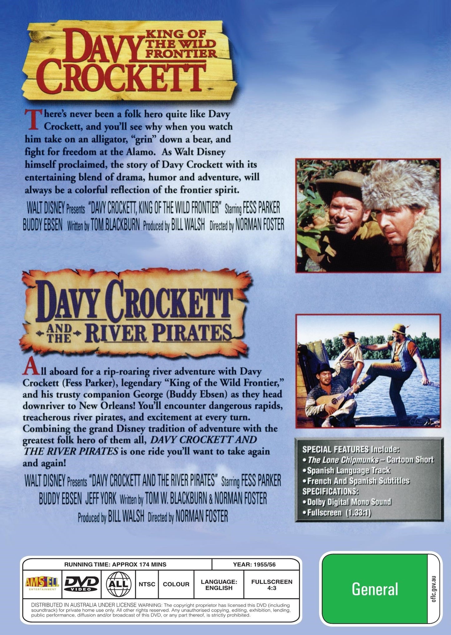 Davy Crockett : King of the Wild Frontier / Davy Crockett and the River Pirates