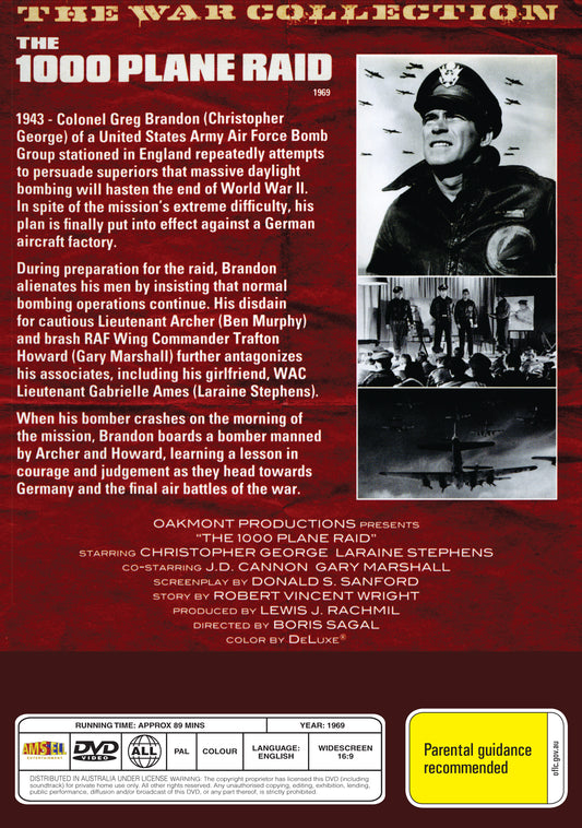 Buy Online The 1000 Plane Raid (1969) - DVD - Christopher George, Laraine Stephens | Best Shop for Old classic and hard to find movies on DVD - Timeless Classic DVD
