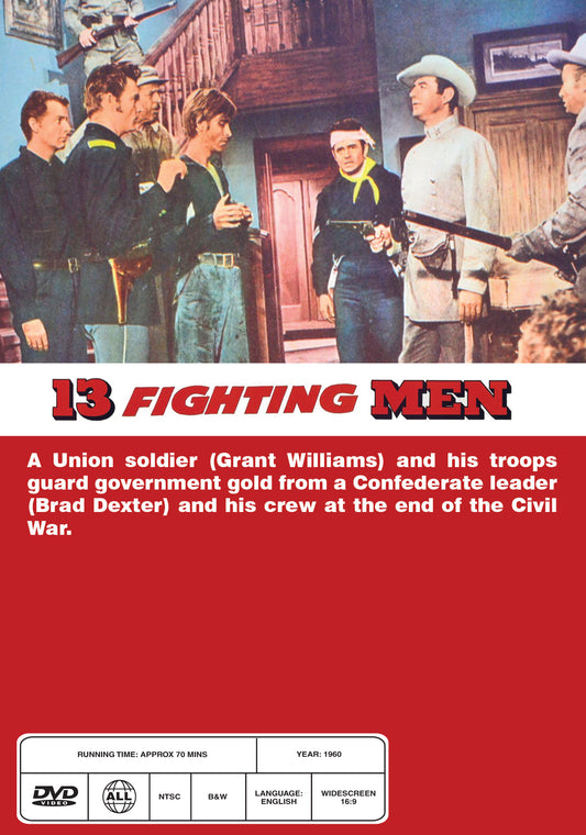 Buy Online 13 Fighting Men (1960) - DVD -  Grant Williams, Brad Dexter | Best Shop for Old classic and hard to find movies on DVD - Timeless Classic DVD