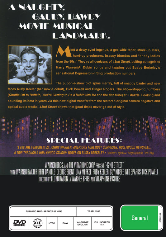 Buy Online 42nd Street (1933) - DVD - Warner Baxter, Bebe Daniels | Best Shop for Old classic and hard to find movies on DVD - Timeless Classic DVD