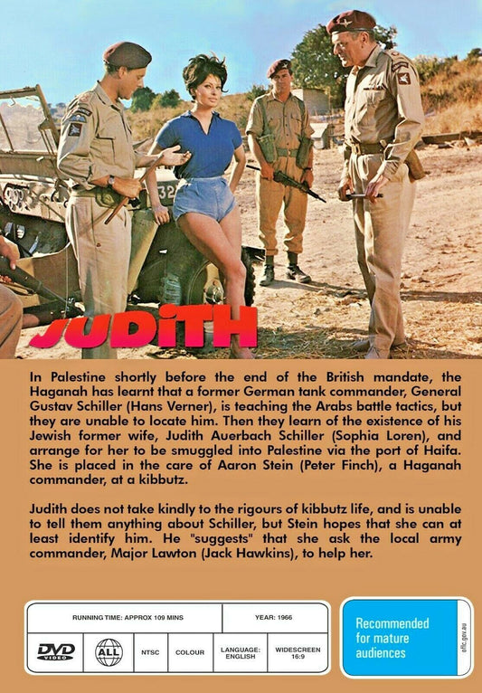 Buy Online Judith -  DVD - Sophia Loren, Peter Finch, Jack Hawkins | Best Shop for Old classic and hard to find movies on DVD - Timeless Classic DVD