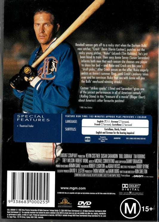 Buy Online BULL DURHAM - DVD REGION 4 - Kevin Costner | Best Shop for Old classic and hard to find movies on DVD - Timeless Classic DVD