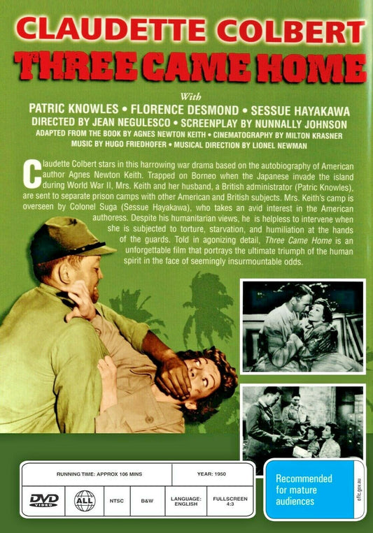 Buy Online Three Came Home - DVD - Claudette Colbert, Patric Knowles | Best Shop for Old classic and hard to find movies on DVD - Timeless Classic DVD