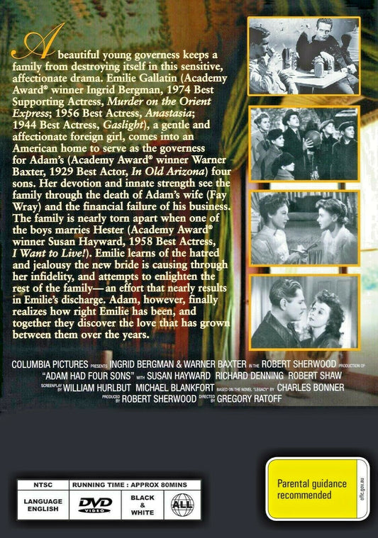 Buy Online Adam Had Four Sons (1941) - DVD - Ingrid Bergman, Warner Baxter | Best Shop for Old classic and hard to find movies on DVD - Timeless Classic DVD