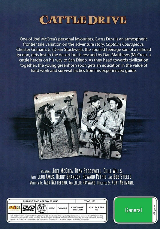 Buy Online Cattle Drive - DVD - Joel McCrea, Dean Stockwell  - WESTERN | Best Shop for Old classic and hard to find movies on DVD - Timeless Classic DVD