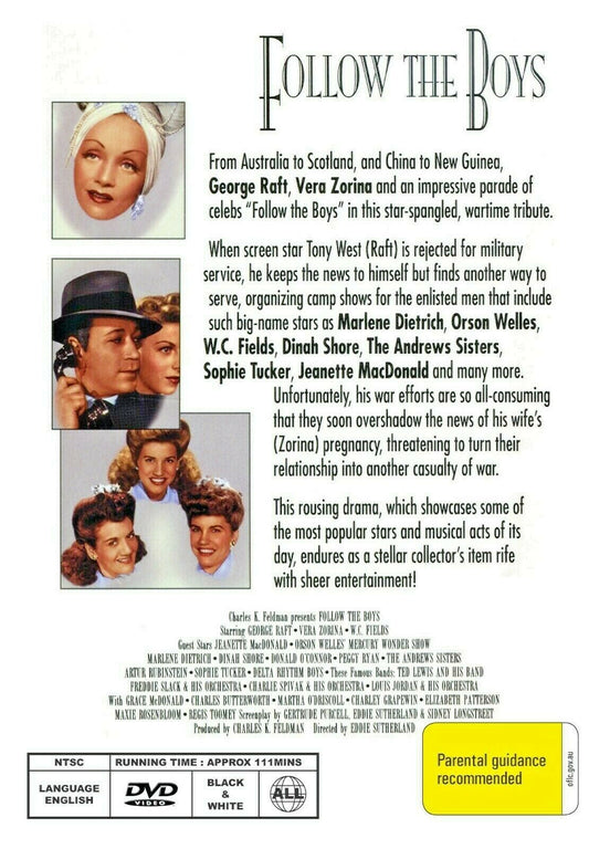 Buy Online Follow the Boys (1944) - DVD -NEW - George Raft, Vera Zorina | Best Shop for Old classic and hard to find movies on DVD - Timeless Classic DVD