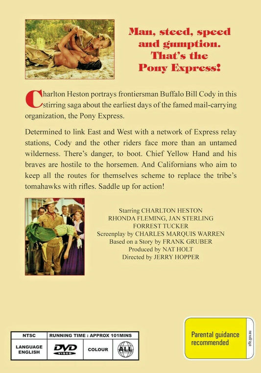 Buy Online Pony Express (1953) - DVD - NEW - Charlton Heston, Rhonda Fleming - WESTERN | Best Shop for Old classic and hard to find movies on DVD - Timeless Classic DVD