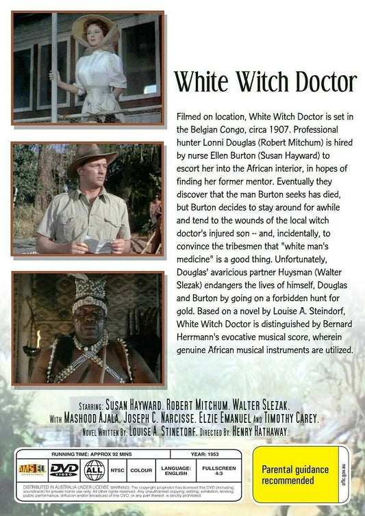 Buy Online White Witch Doctor (1953) - DVD - Susan Hayward, Robert Mitchum | Best Shop for Old classic and hard to find movies on DVD - Timeless Classic DVD