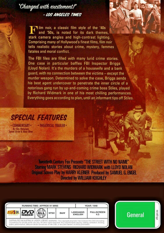 Buy Online The Street with No Name (1948) - DVD  - Mark Stevens, Richard Widmark | Best Shop for Old classic and hard to find movies on DVD - Timeless Classic DVD
