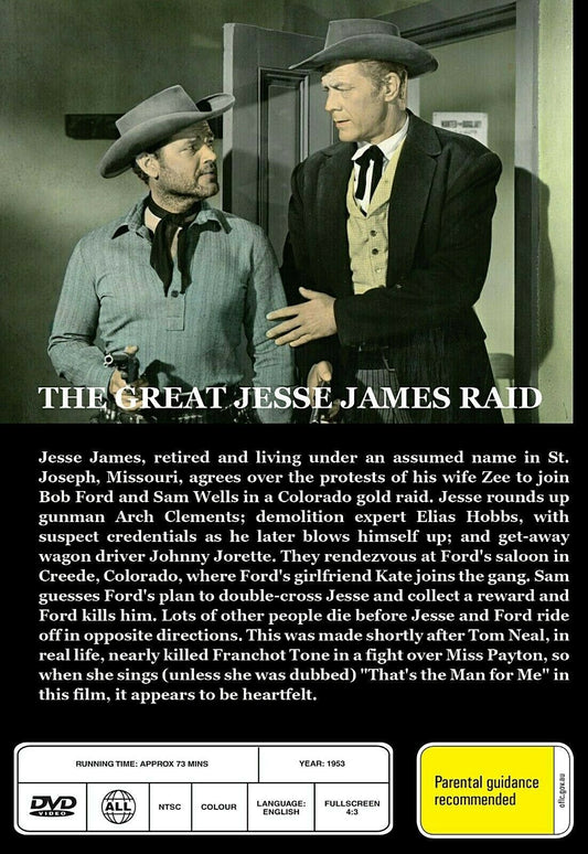 Buy Online The Great Jesse James Raid -DVD- Willard Parker, Barbara Payton - WESTERN | Best Shop for Old classic and hard to find movies on DVD - Timeless Classic DVD