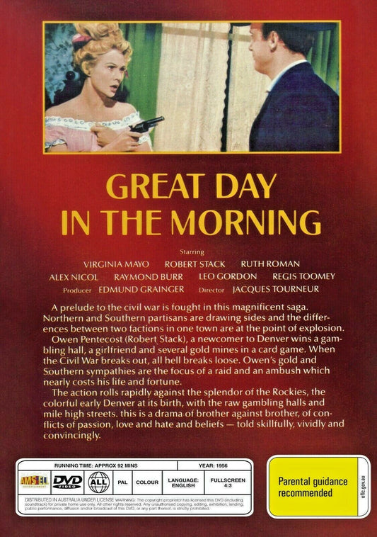 Buy Online Great Day in the Morning (1956) - DVD - NEW - Virginia Mayo, Robert Stack | Best Shop for Old classic and hard to find movies on DVD - Timeless Classic DVD