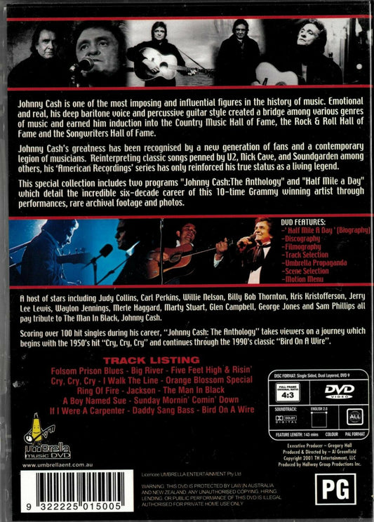 Buy Online Johnny Cash / An Anthology Of The Man In Black DVD - Region 2 & 4 - PAL | Best Shop for Old classic and hard to find movies on DVD - Timeless Classic DVD