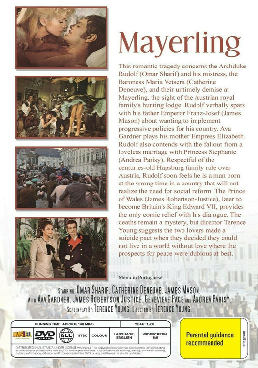 Buy Online Mayerling - DVD - Omar Sharif, Catherine Deneuve | Best Shop for Old classic and hard to find movies on DVD - Timeless Classic DVD