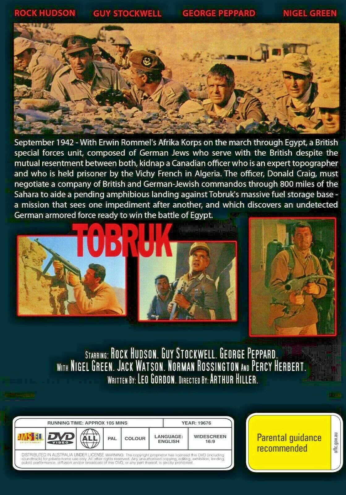 Buy Online Tobruk - DVD - Rock Hudson George Peppard | Best Shop for Old classic and hard to find movies on DVD - Timeless Classic DVD