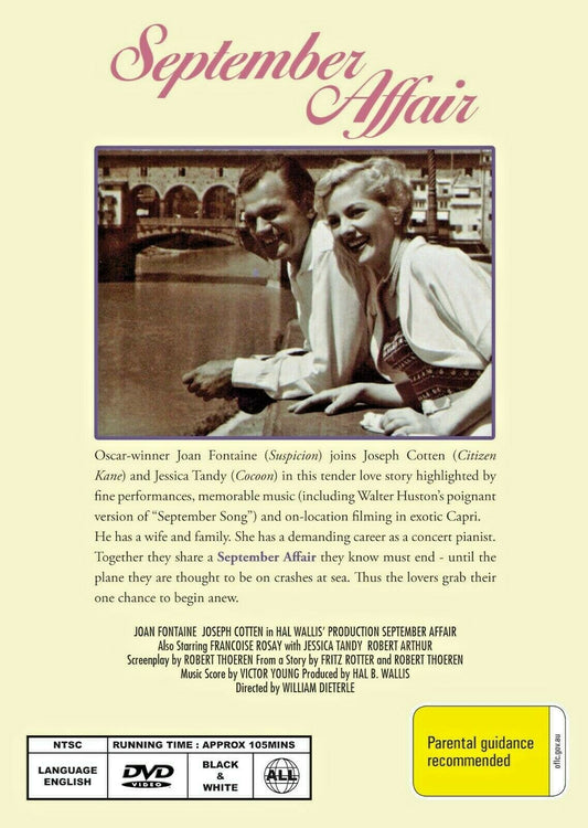 Buy Online September Affair (1950)- DVD -NEW- Joan Fontaine, Joseph Cotten | Best Shop for Old classic and hard to find movies on DVD - Timeless Classic DVD