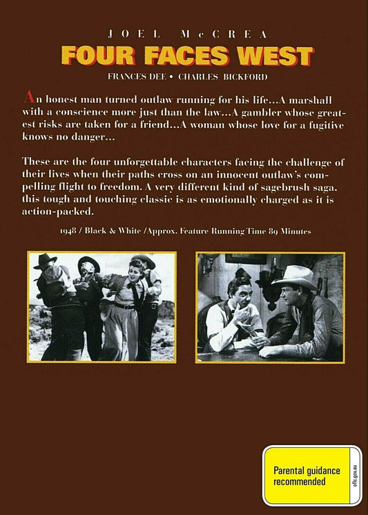 Buy Online Four Faces West  (1948) - DVD - NEW - Joel McCrea, Frances Dee - WESTERN | Best Shop for Old classic and hard to find movies on DVD - Timeless Classic DVD
