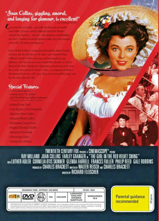 Buy Online The Girl in the Red Velvet Swing (1955) - DVD - Ray Milland, Joan Collins | Best Shop for Old classic and hard to find movies on DVD - Timeless Classic DVD