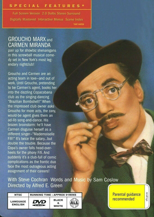 Buy Online Copacabana (1947) - DVD - Groucho Marx, Carmen Miranda | Best Shop for Old classic and hard to find movies on DVD - Timeless Classic DVD