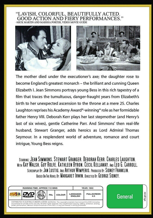 Buy Online Young Bess - DVD - Jean Simmons, Stewart Granger, Deborah Kerr | Best Shop for Old classic and hard to find movies on DVD - Timeless Classic DVD