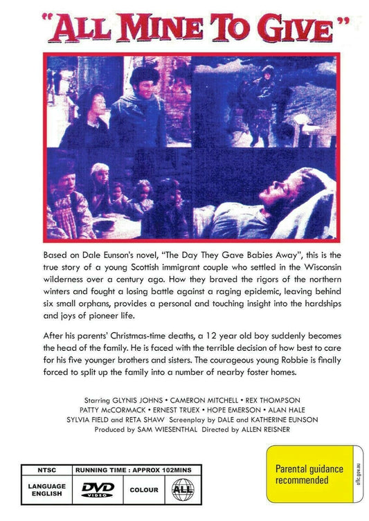 Buy Online All Mine to Give (1957) - DVD - NEW - Glynis Johns, Cameron Mitchell | Best Shop for Old classic and hard to find movies on DVD - Timeless Classic DVD