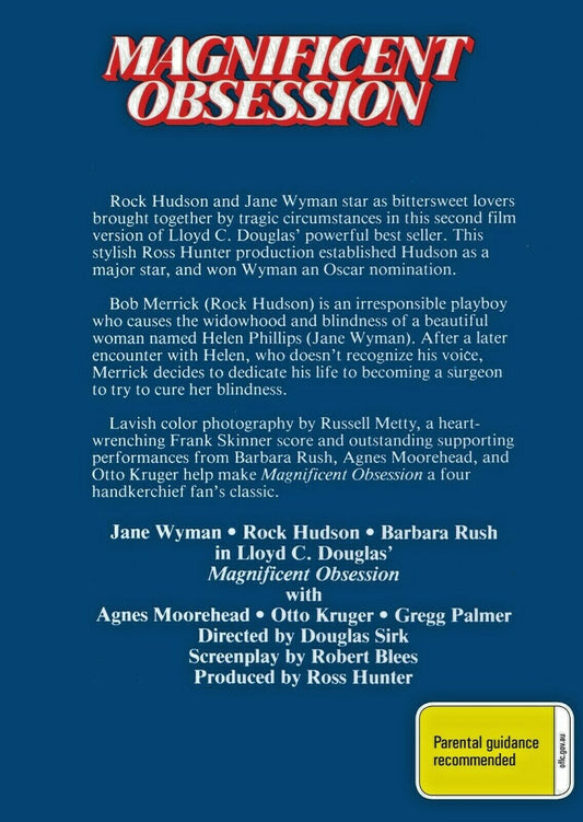 Buy Online Magnificent Obsession - DVD - Jane Wyman, Rock Hudson | Best Shop for Old classic and hard to find movies on DVD - Timeless Classic DVD