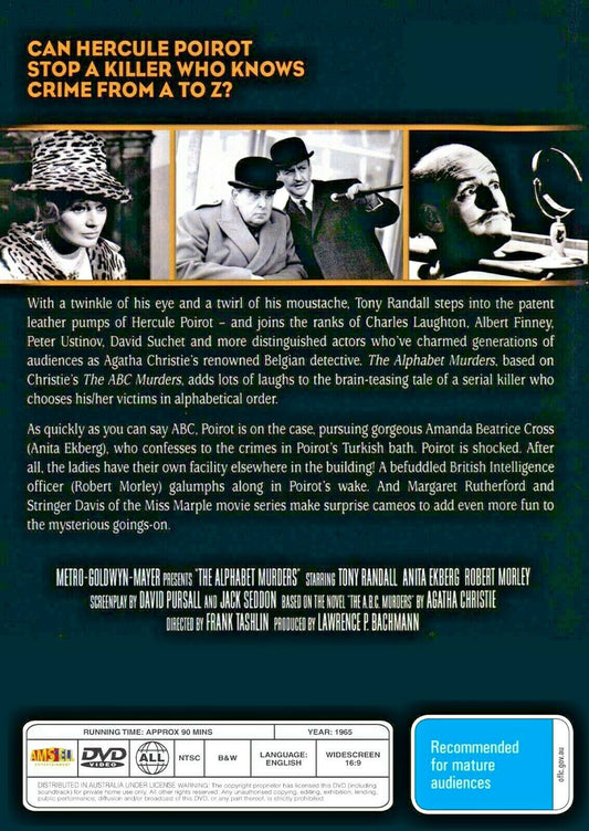 Buy Online The Alphabet Murders (1965) - DVD -NEW - Tony Randall, Robert Morley - COMEDY | Best Shop for Old classic and hard to find movies on DVD - Timeless Classic DVD