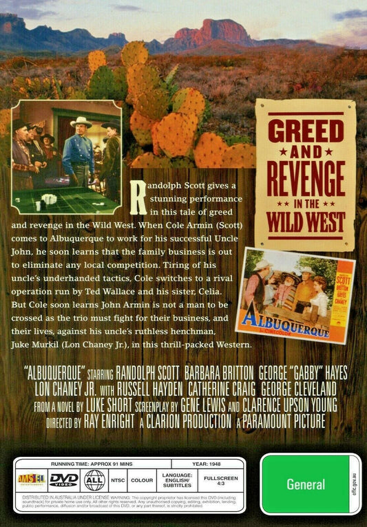 Buy Online Albuquerque (1948)- DVD - NEW - Randolph Scott, Barbara Britton - WESTERN | Best Shop for Old classic and hard to find movies on DVD - Timeless Classic DVD