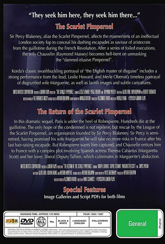 Buy Online The Scarlet Pimpernel 2 Disc set - DVD - Leslie Howard, Merle Oberon | Best Shop for Old classic and hard to find movies on DVD - Timeless Classic DVD