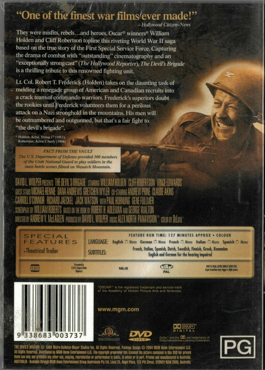 Buy Online THE DEVIL’S BRIGADE - DVD REGION 4 - William Holden, Cliff Robertson | Best Shop for Old classic and hard to find movies on DVD - Timeless Classic DVD