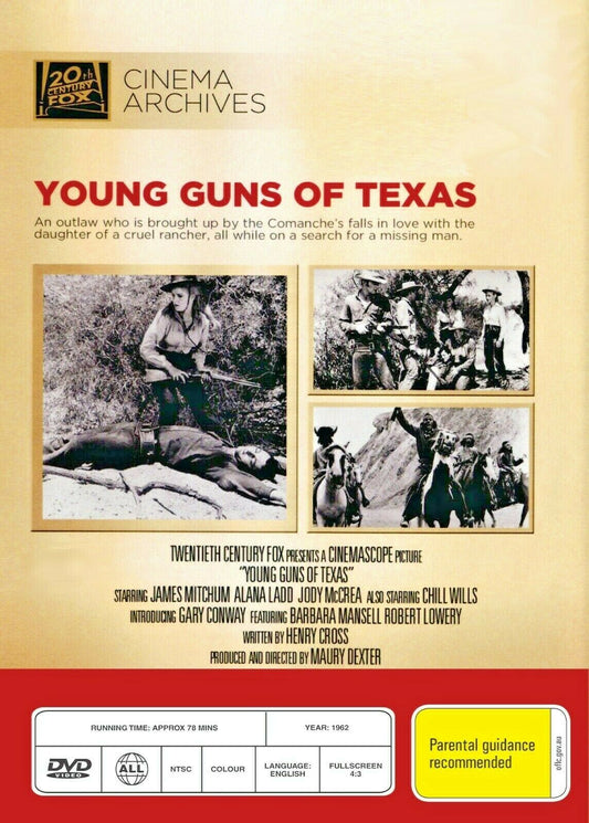 Buy Online Young Guns of Texas (1962) - DVD - James Mitchum, Alana Ladd - WESTERN | Best Shop for Old classic and hard to find movies on DVD - Timeless Classic DVD
