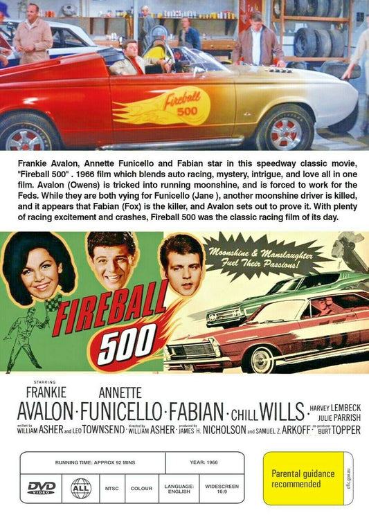 Buy Online Fireball 500 (1966) - DVD - Frankie Avalon, Annette Funicello, Fabian | Best Shop for Old classic and hard to find movies on DVD - Timeless Classic DVD