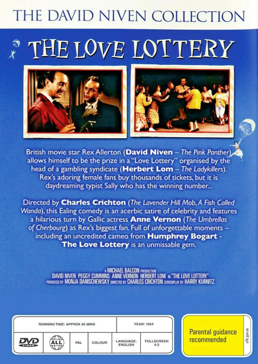 Buy Online The Love Lottery (1954) - DVD  - David Niven, Peggy Cummins | Best Shop for Old classic and hard to find movies on DVD - Timeless Classic DVD