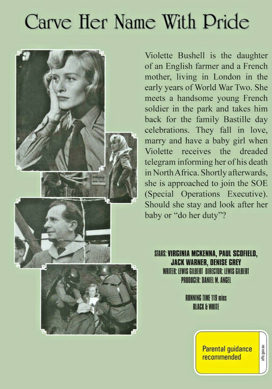 Buy Online Carve Her Name with Pride (1958) - DVD - Virginia McKenna, Paul Scofield | Best Shop for Old classic and hard to find movies on DVD - Timeless Classic DVD