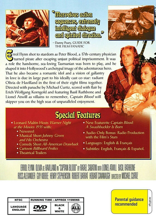 Buy Online Captain Blood (1935) - DVD - Errol Flynn, Olivia de Havilland | Best Shop for Old classic and hard to find movies on DVD - Timeless Classic DVD