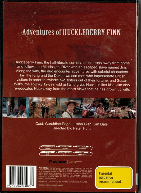 Buy Online ADVENTURES OF HUCKLEBERRY FINN - Region 4 DVD | Best Shop for Old classic and hard to find movies on DVD - Timeless Classic DVD