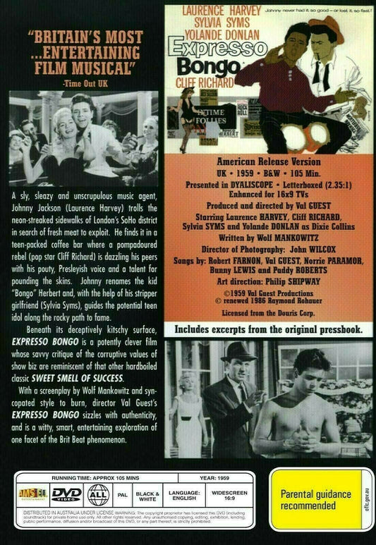 Buy Online Expresso Bongo - DVD - Laurence Harvey, Cliff Richard | Best Shop for Old classic and hard to find movies on DVD - Timeless Classic DVD