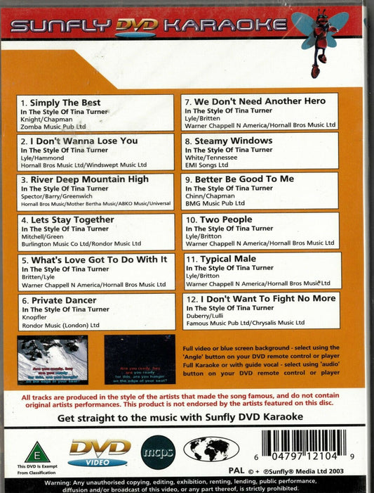 Buy Online The Songs of Tina Turner - Karaoke - Region 2 & 4 DVD - PAL | Best Shop for Old classic and hard to find movies on DVD - Timeless Classic DVD